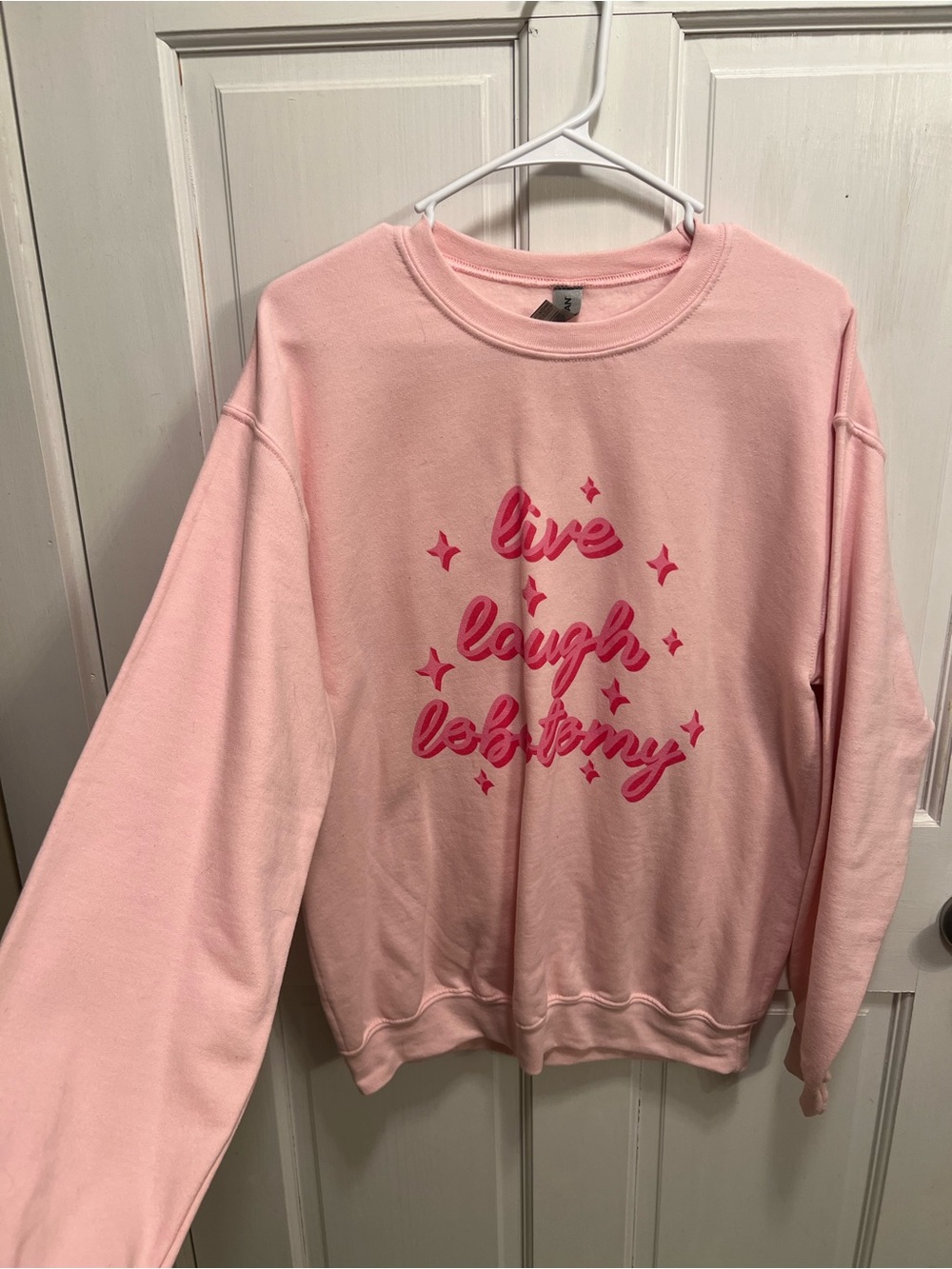 Gildan Light Pink Heavy Blend Crewneck Sweatshirt - Live Laugh Lobotomy